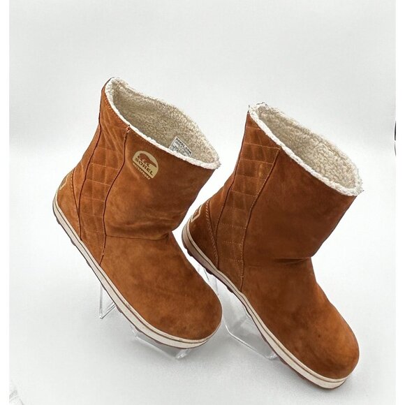 Sorel "Glazy" Boots Women’s US 11 Tan Waterproof Suede Faux-Fur Lined Boots - Picture 3 of 15